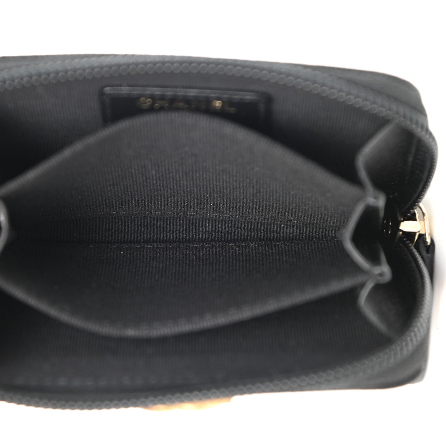 Caviar Quilted Boy Zip Around Coin Purse Wallet Black
