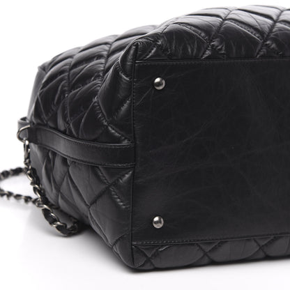 Chanel Aged Calfskin Quilted Large Bowling Bag Black 7 of 10
