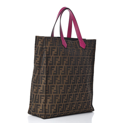 Fendi Zucca Vitello Elite Special Shopping Tote Tobacco Fuxia 3 of 10