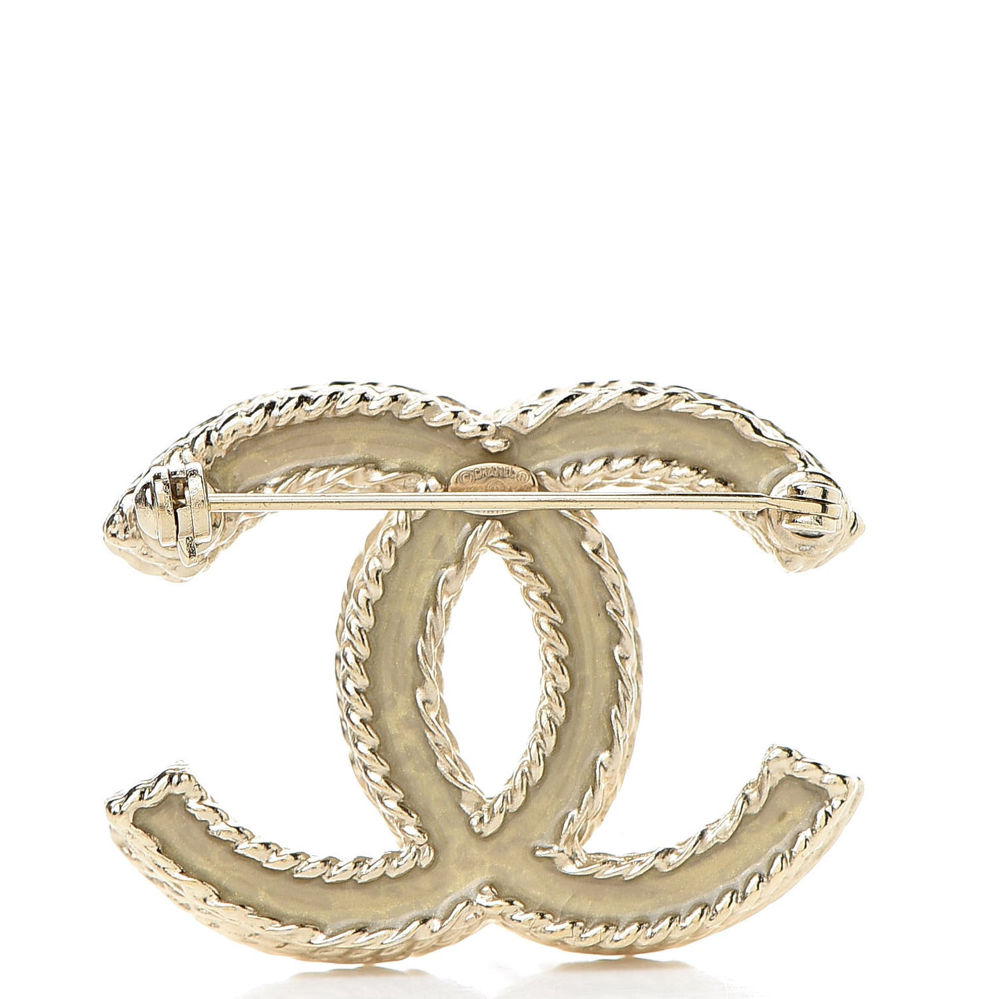 Crystal CC Brooch Pin Light Gold