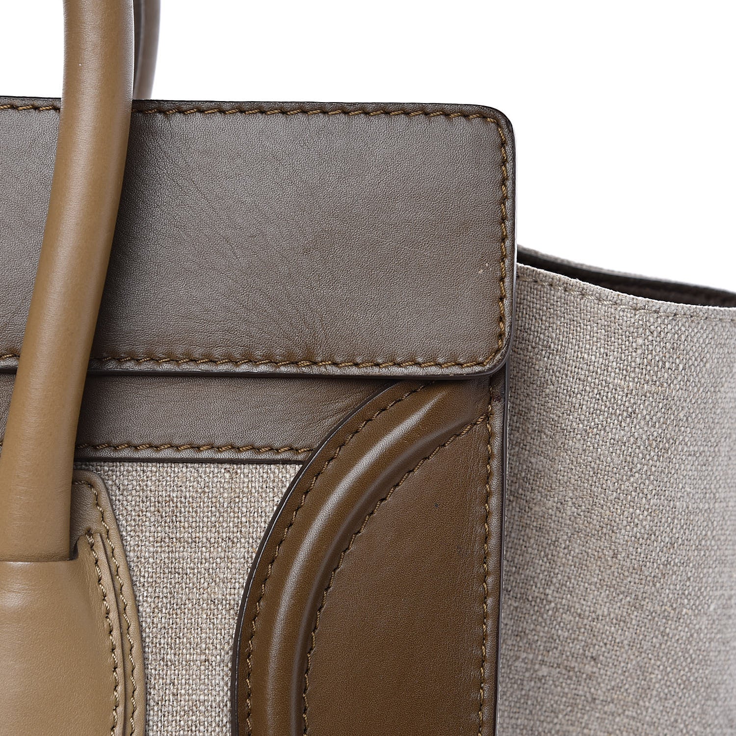 Celine Natural Canvas Smooth Calfskin Mini Luggage Brown 15 of 21