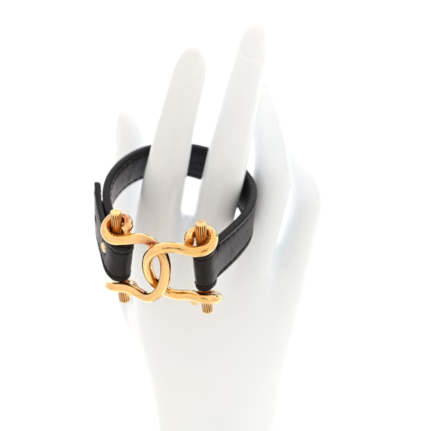 Calfskin Metal Knot Wrap Bracelet Fondant Gold
