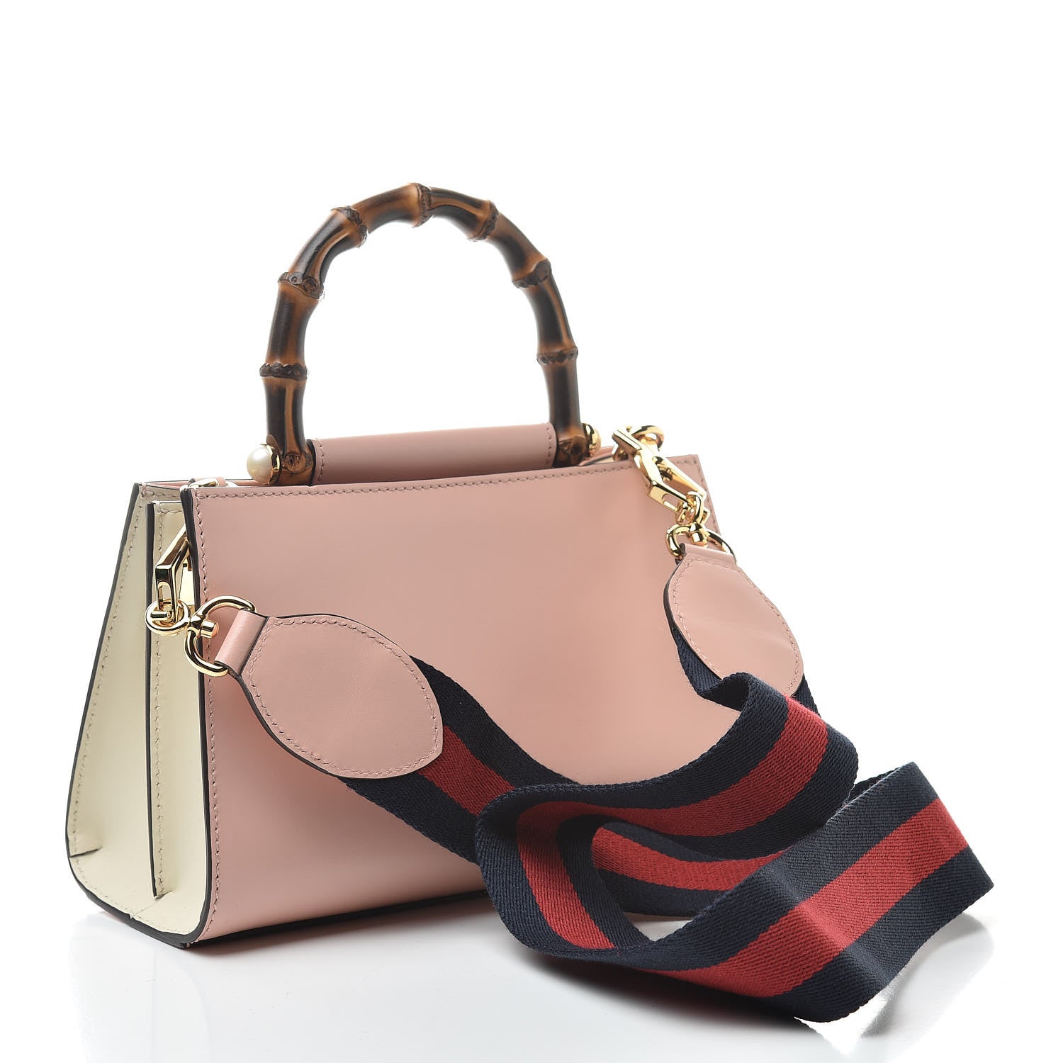 Gucci Nappa Bamboo Web Mini Nymphaea Top Handle Bag Perfect Pink Mystic White 3 of 11