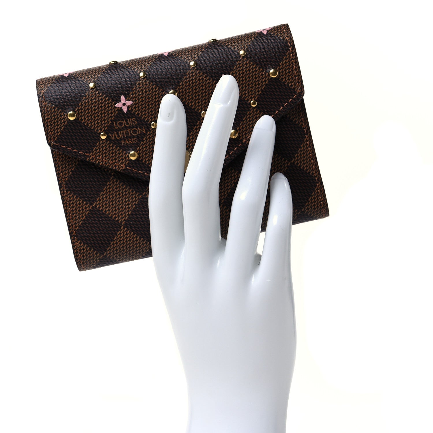 Louis Vuitton Damier Ebene Studded Victorine Wallet 2 of 8