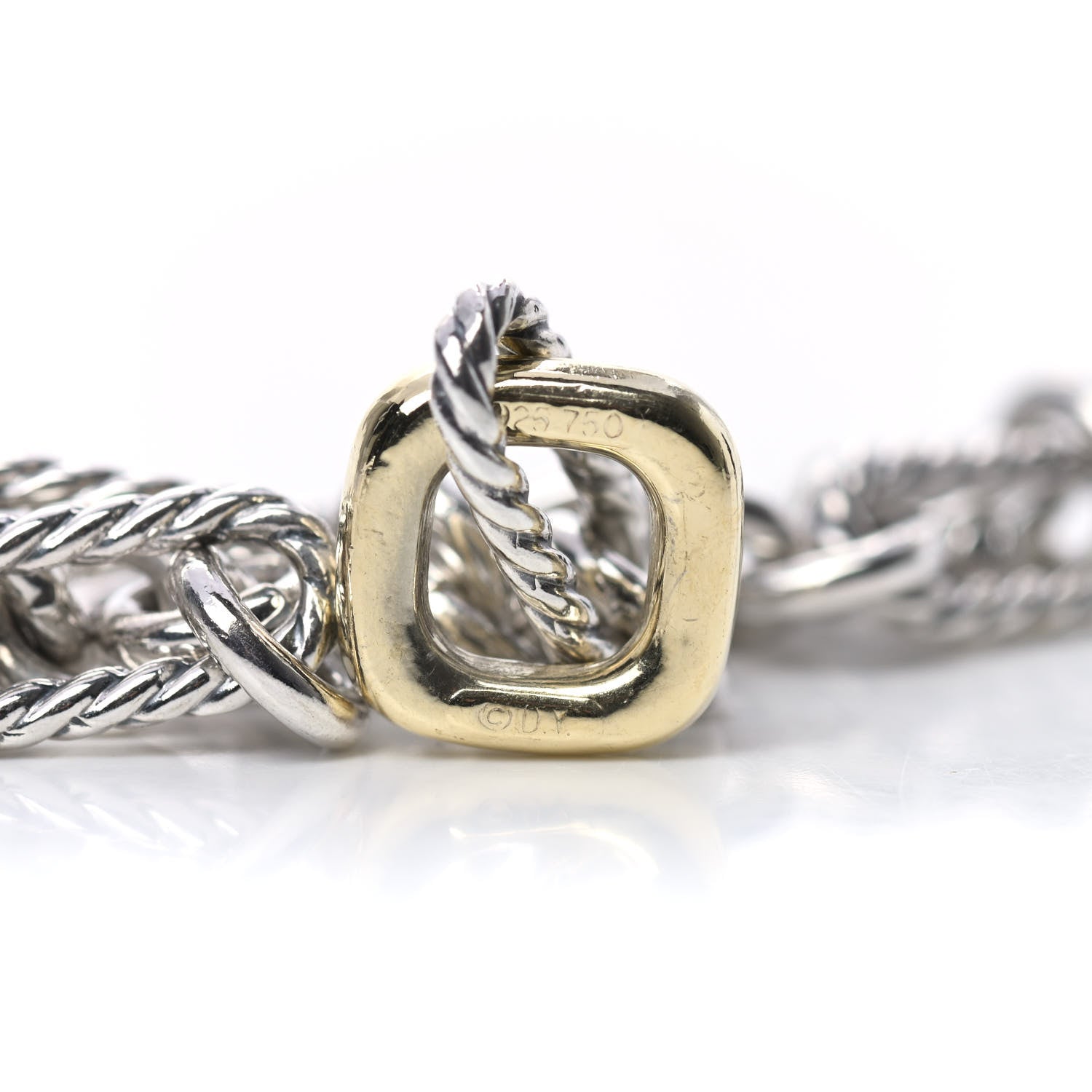 David Yurman Sterling Silver 18K Yellow Gold Figaro Link Bracelet 5 of 5