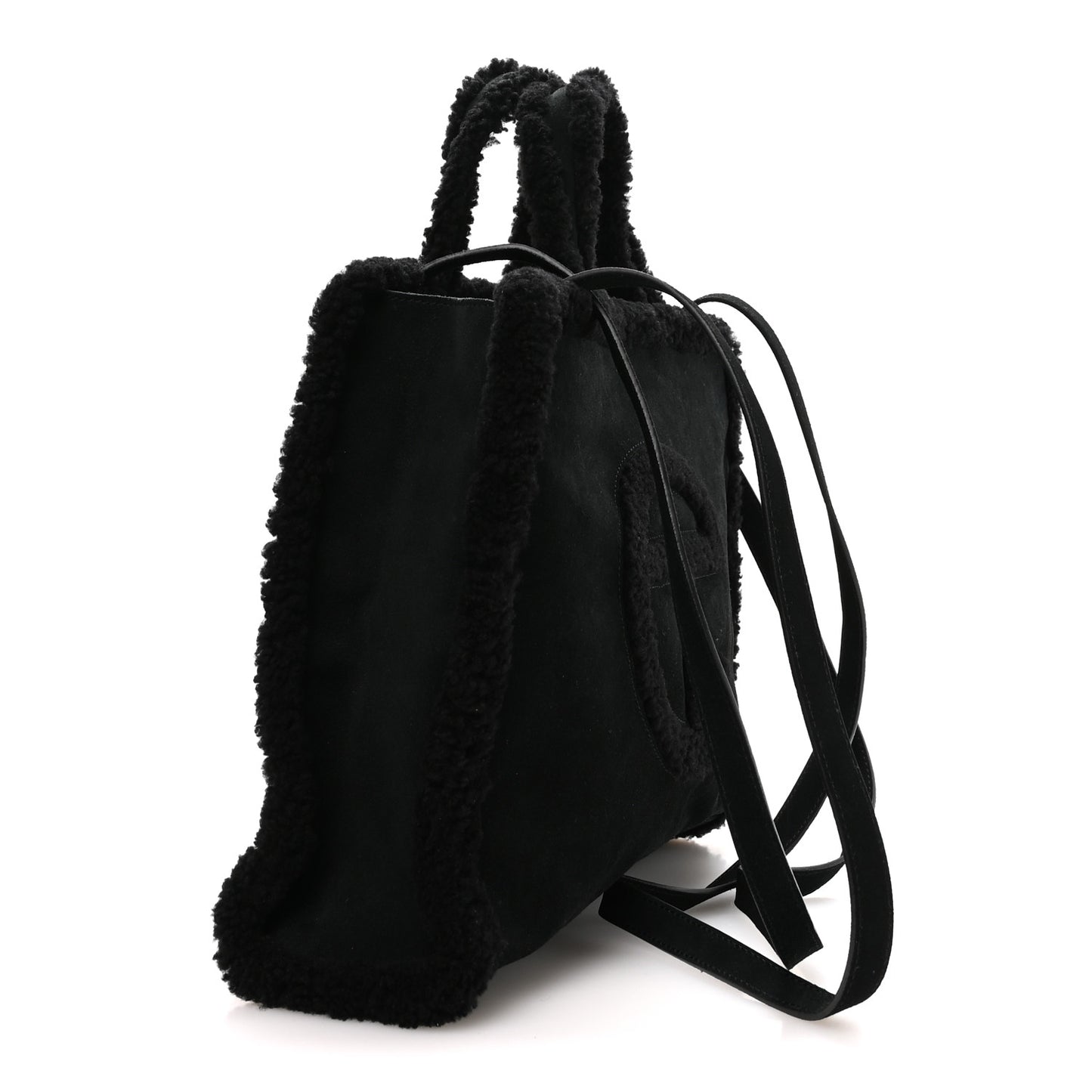 X UGG Suede Shearling Medium Shopping Bag Raw Black