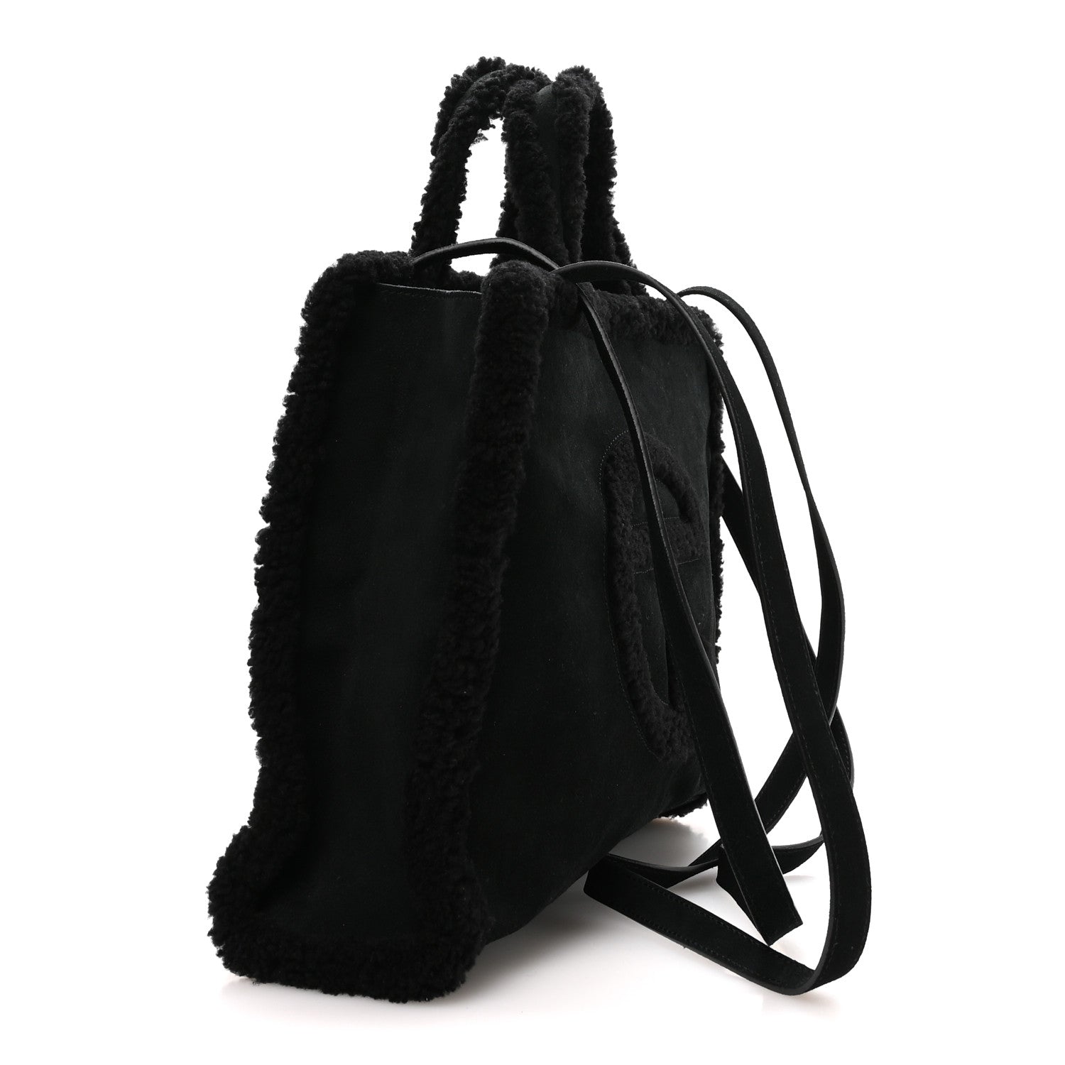 Telfar X UGG Suede Shearling Medium Shopping Bag Raw Black 3 of 11