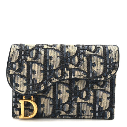 Christian Dior Oblique Saddle Card Holder Blue 1 of 8