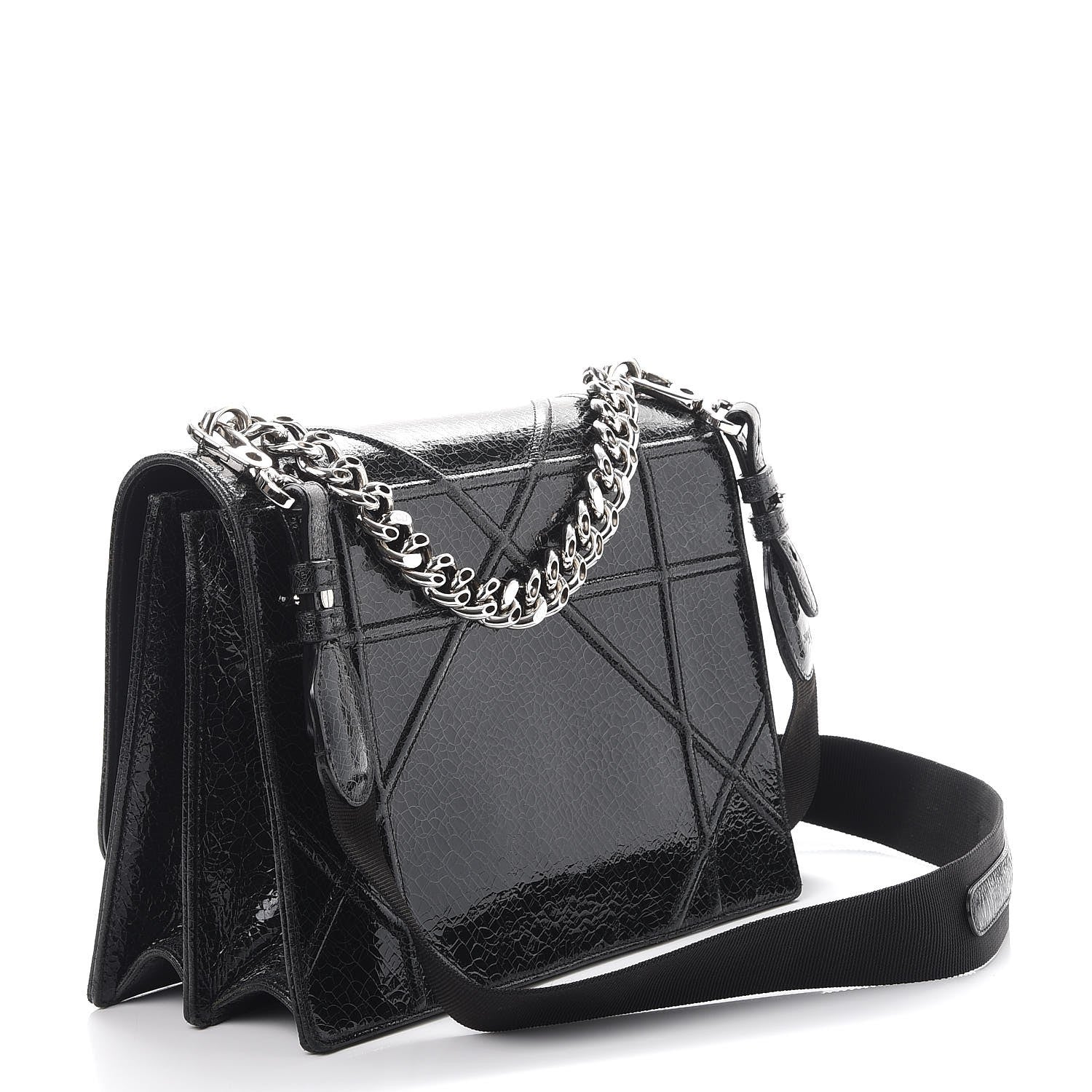 Christian Dior Ceramic Effect Deerskin Diorama Satchel Black 3 of 8