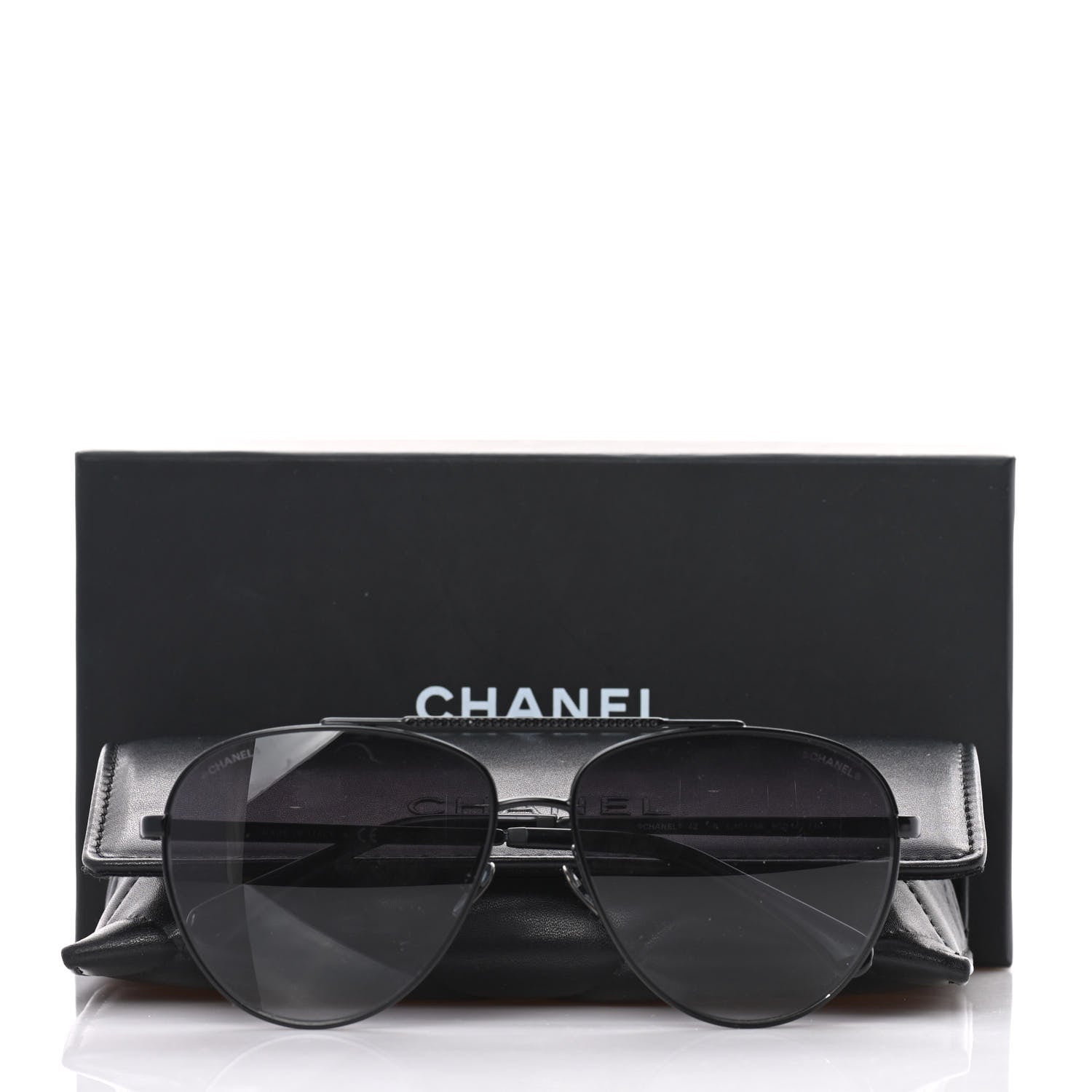 Chanel Aviator Metallic Pilot Sunglasses 4231 Black 8 of 8
