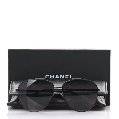Chanel Aviator Metallic Pilot Sunglasses 4231 Black 8 of 8