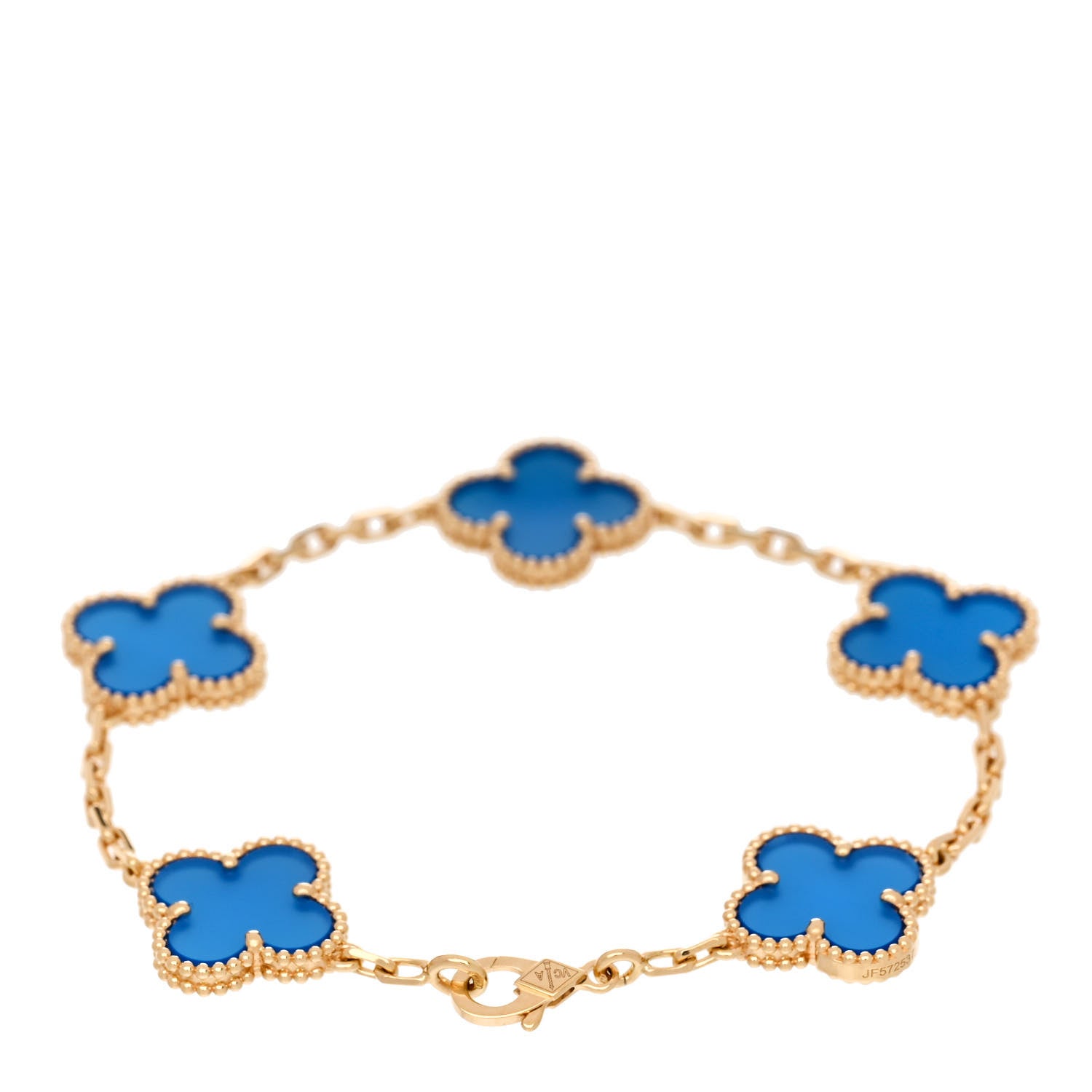 Van Cleef & Arpels 18K Yellow Gold Blue Agate 5 Motifs Vintage Alhambra Bracelet 2 of 5
