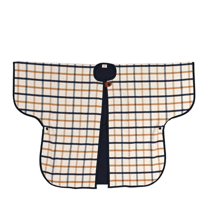 Hermes Wool Cashmere Sikkim Calfskin Reversible Camail Poncho Navy Camail 1 of 5