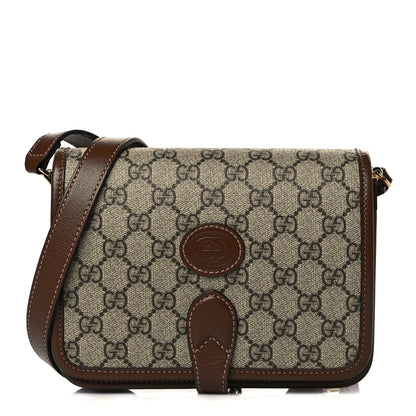 Gucci GG Supreme Monogram Azalea Calfskin Mini Retro Interlocking G Flap Shoulder Bag Beige Ebony Brown Sugar 1 of 11