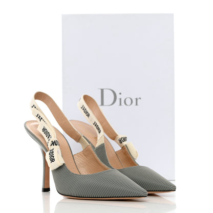 Christian Dior Technical Canvas Ribbon J'Adior Slingback 100mm Pumps 39.5 Grey Stone 13 of 13