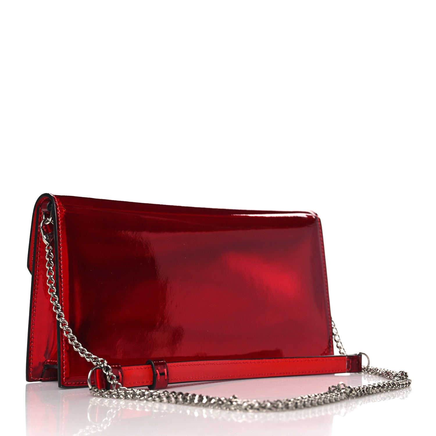 Christian Louboutin Metallic Calfskin Loubi54 Crossbody Clutch Red 3 of 8