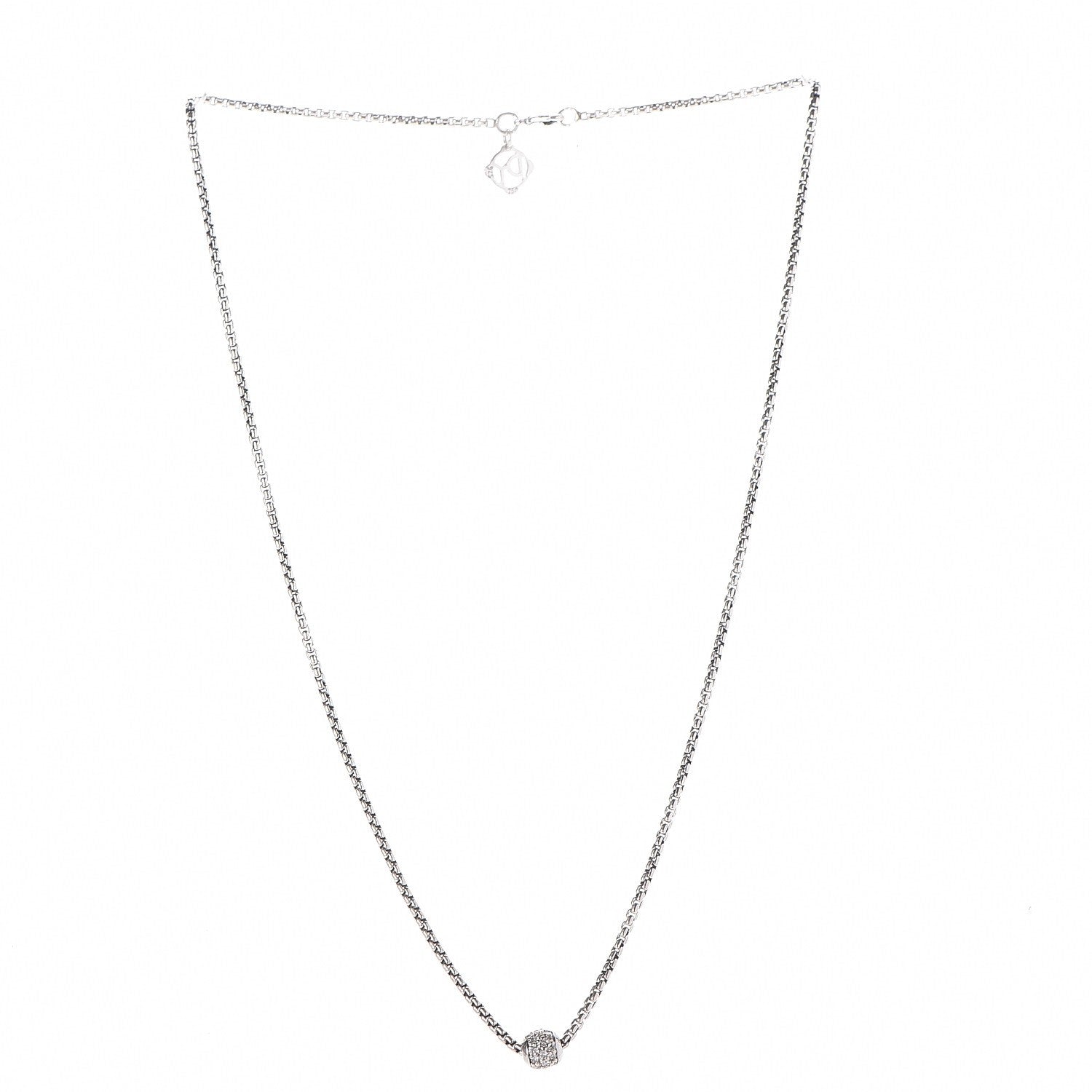 David Yurman Sterling Silver 18K Diamond Petite Pave Necklace 3 of 5