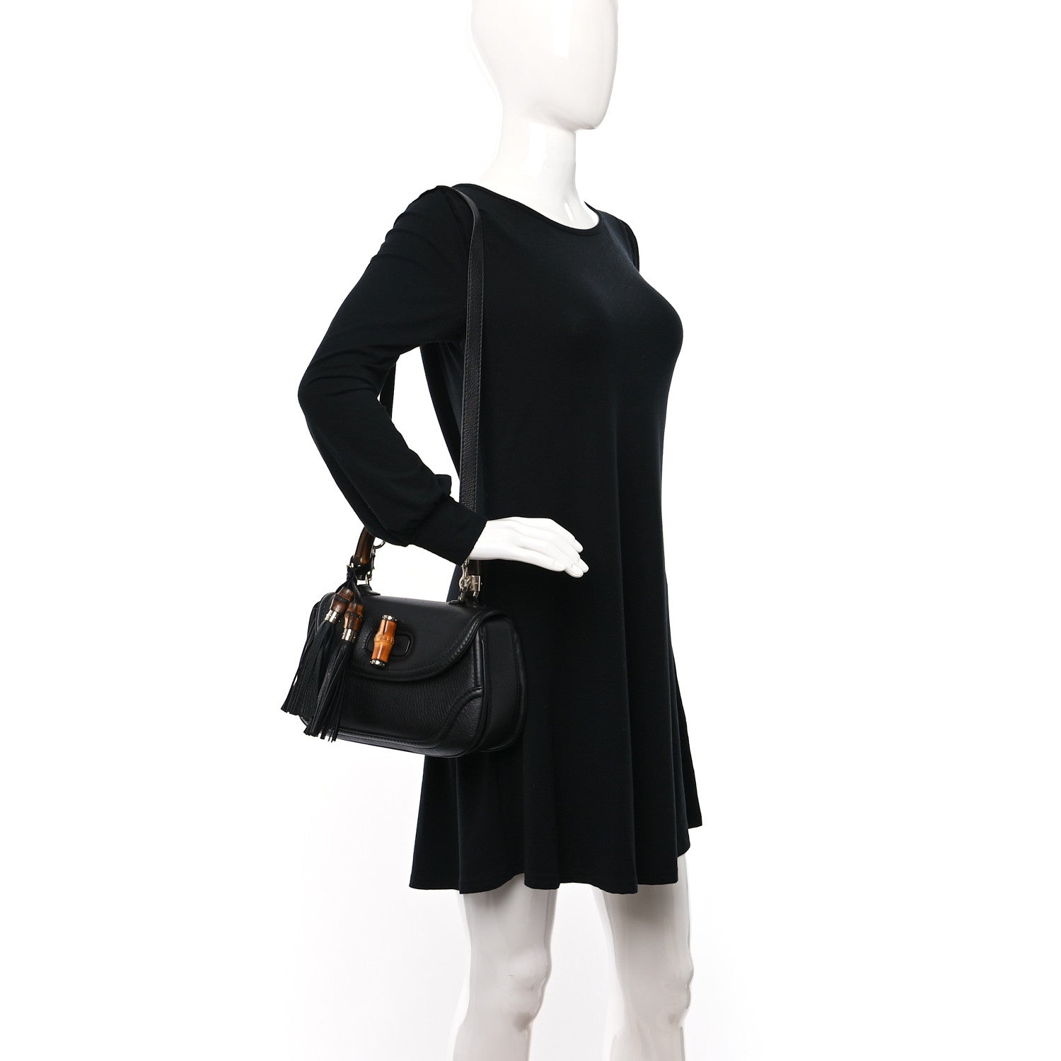 Gucci Calfskin Medium New Bamboo Top Handle Bag Black 3 of 8