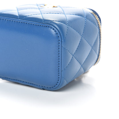 Chanel Lambskin Quilted Pearl Crush Mini Vanity Case With Chain Blue 9 of 10