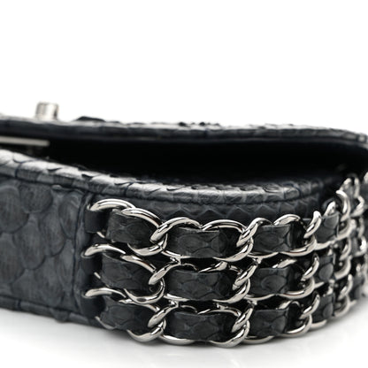 Chanel Snakeskin 3 Chain Flap Dark Blue 10 of 10