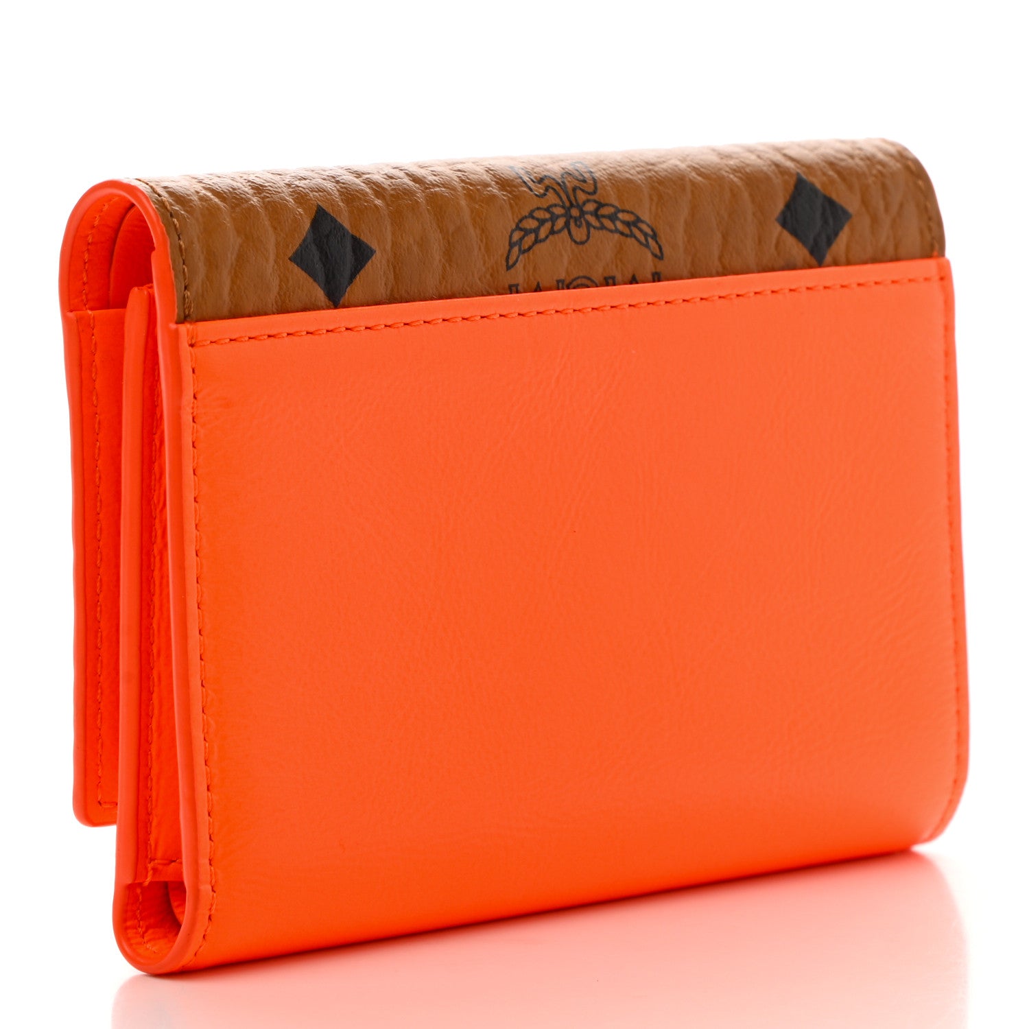 MCM Visetos Patent Trifold Wallet Cognac Orange 3 of 8