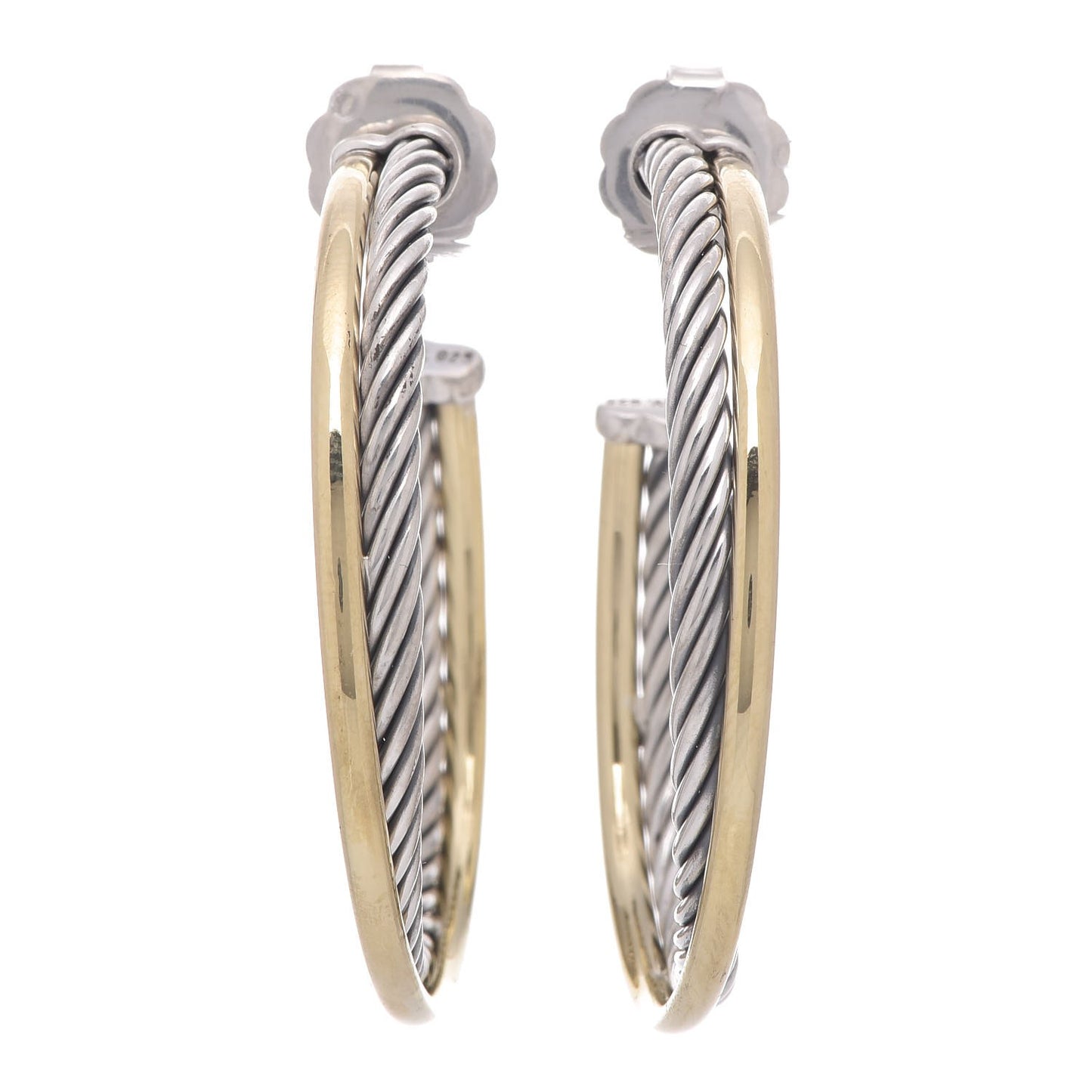 Sterling Silver 18K Yellow Gold 44mm Extra Large Crossover Cable Hoop Earrings