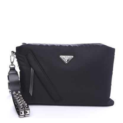 Prada Tessuto Nylon Studded Wristlet Black 1 of 7