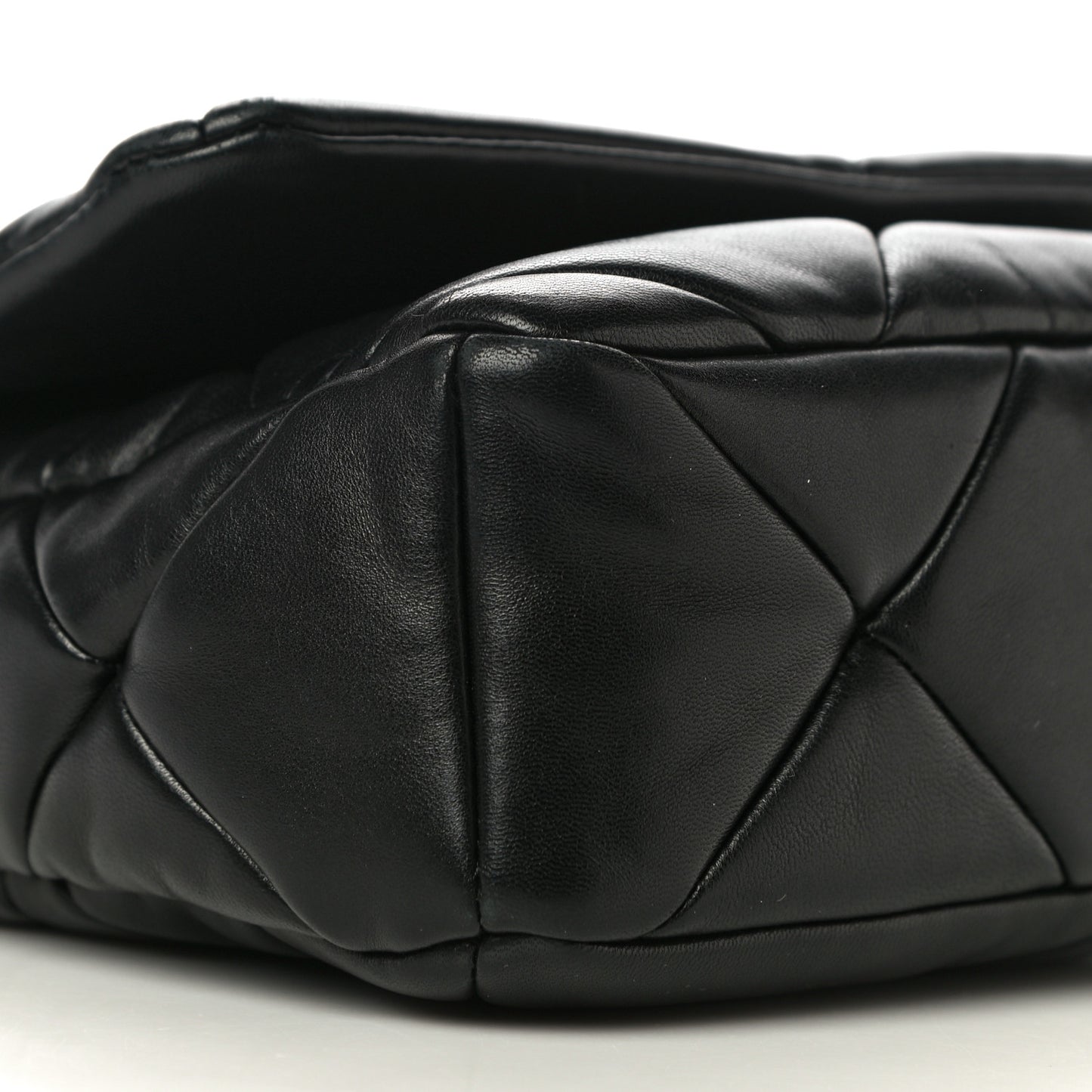 Nappa Re-Nylon Triangle Quilted Patchwork System Flap Shoulder Bag Black
