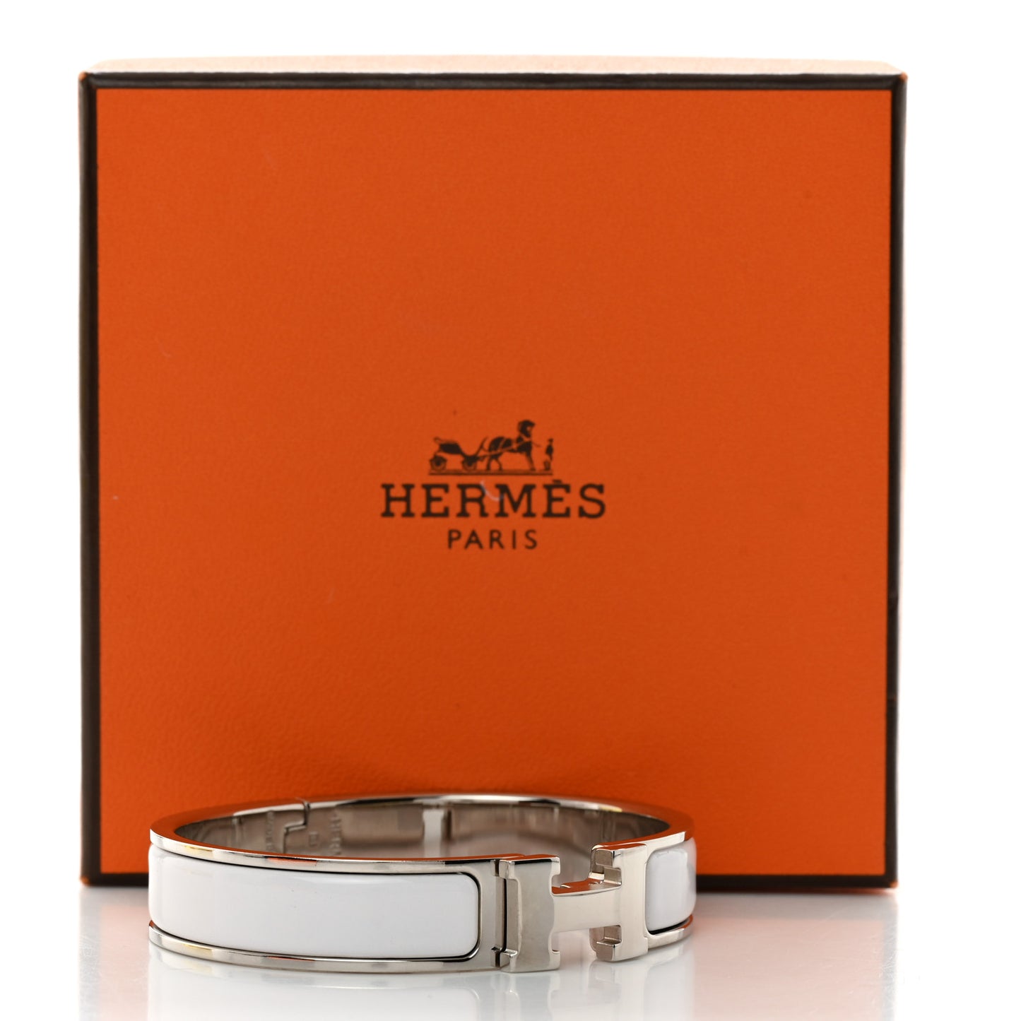 Enamel Narrow Clic Clac H Bracelet PM White