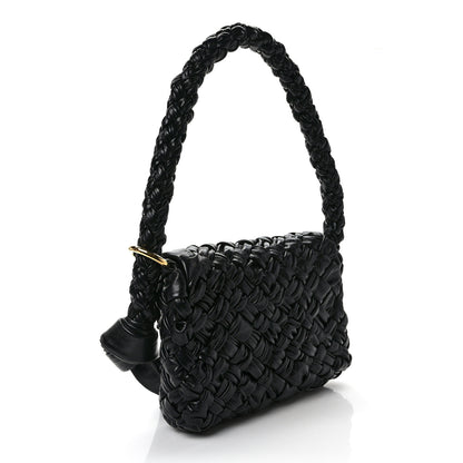 Bottega Veneta Calfskin Foulard Intreccio Kalimero Città Shoulder Bag Black 3 of 9