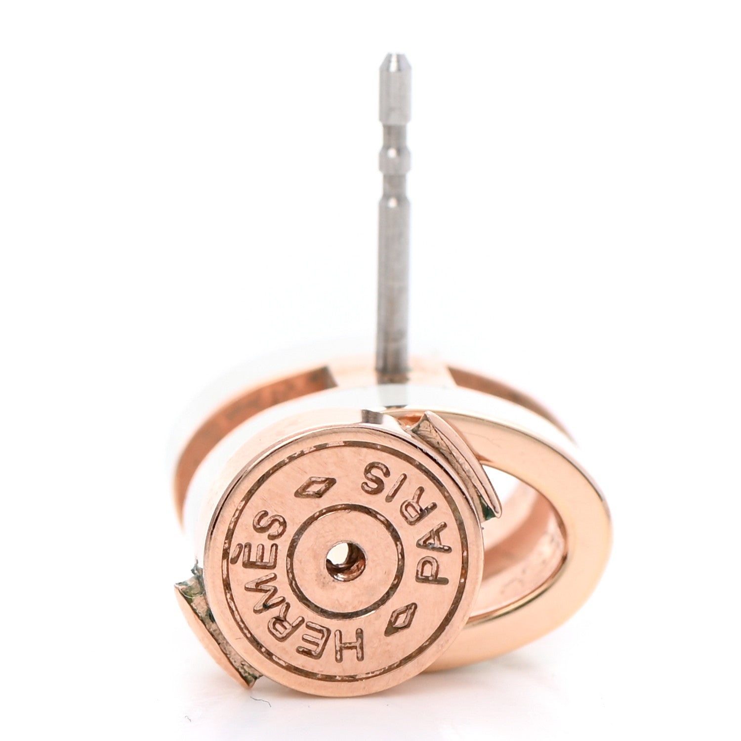 Hermes Rose Gold Lacquered Mini Pop H Earrings White 6 of 11