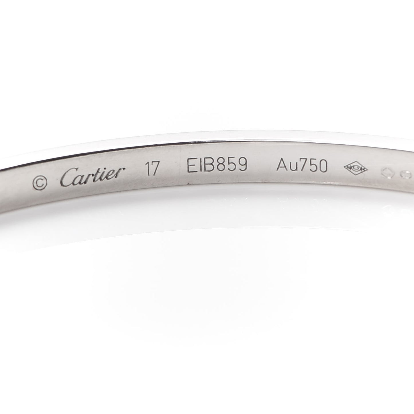 18K White Gold Small LOVE Bracelet 17