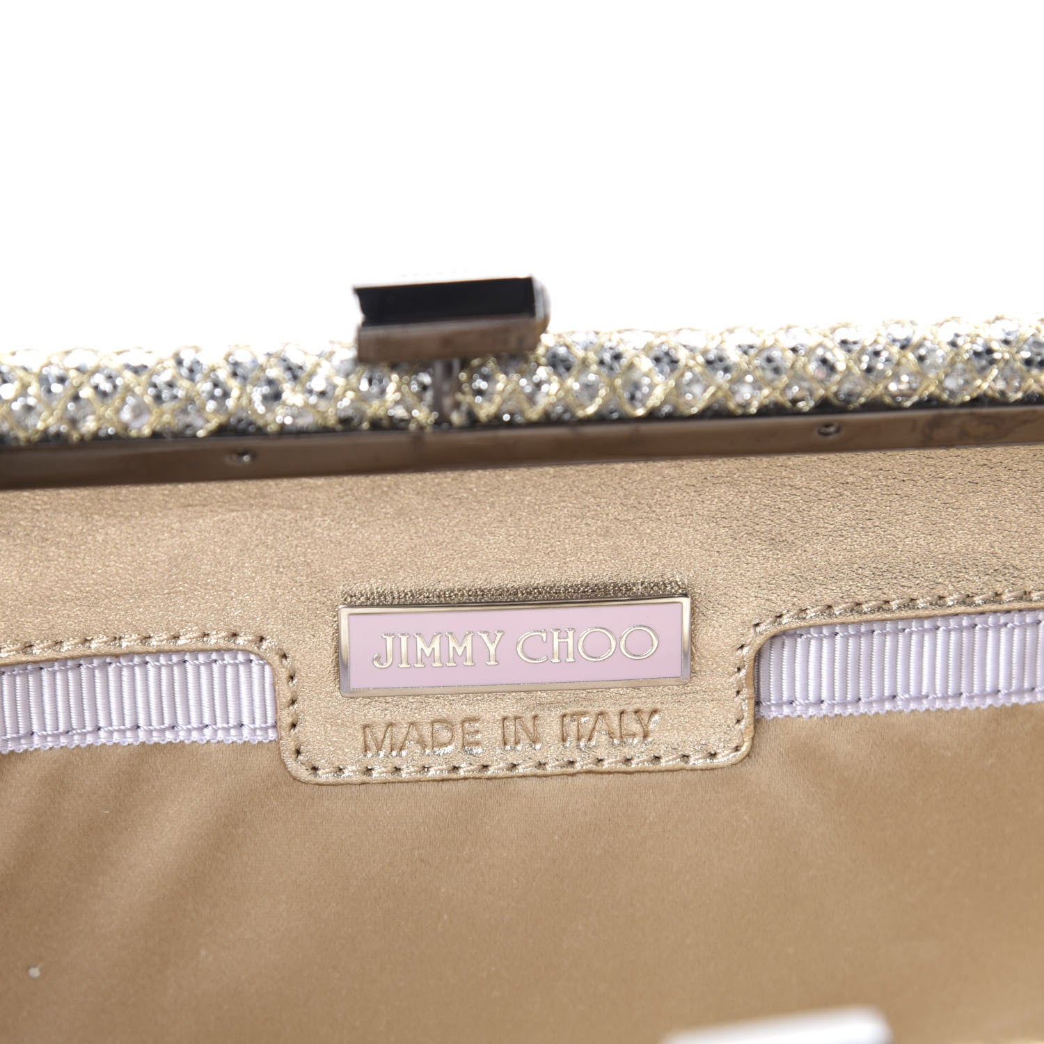 Jimmy Choo Glitter Fabric Small Tube Clutch Champagne 8 of 9