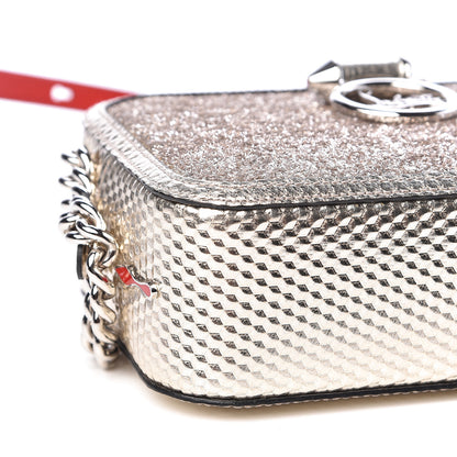 Christian Louboutin Givre Calfskin Glitter Cubiste Mini Rubylou Perle Platine 8 of 10
