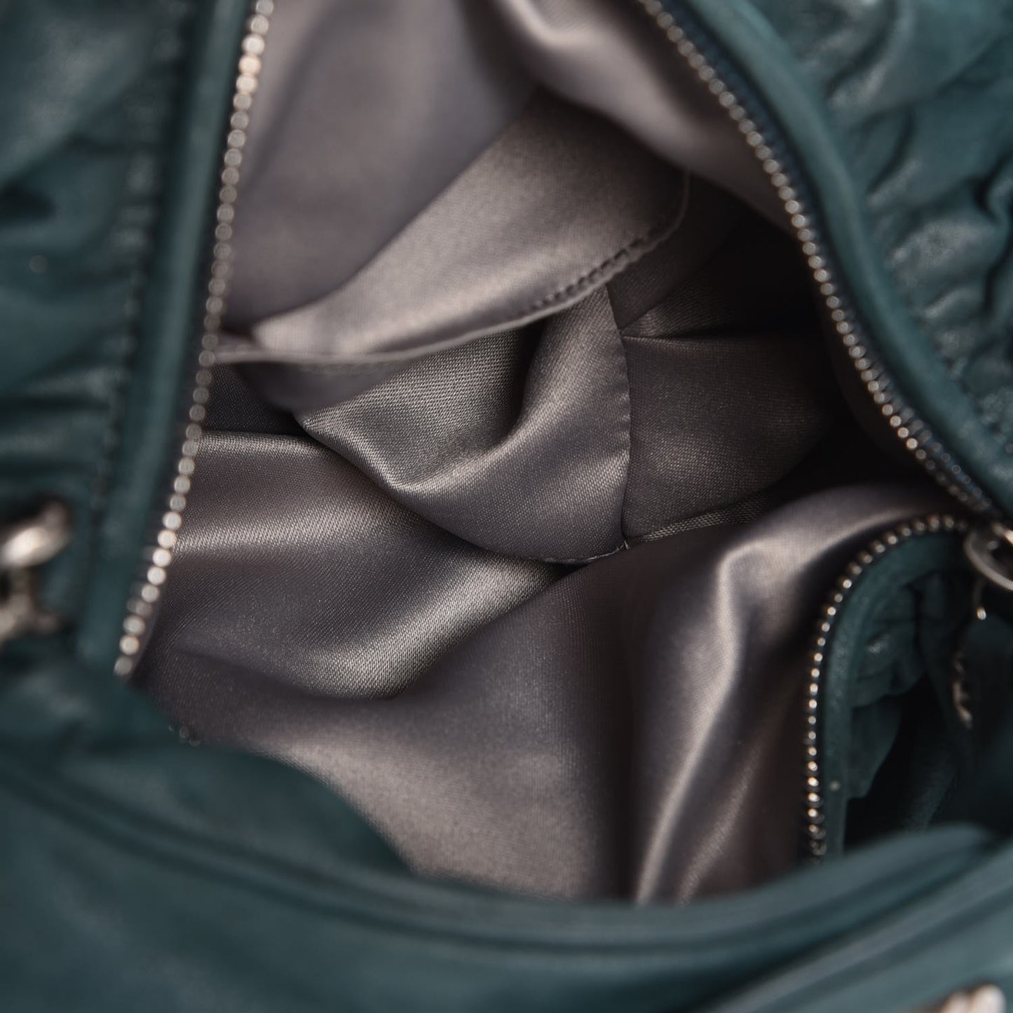 Iridescent Calfskin Midnight Stones Clutch Dark Green