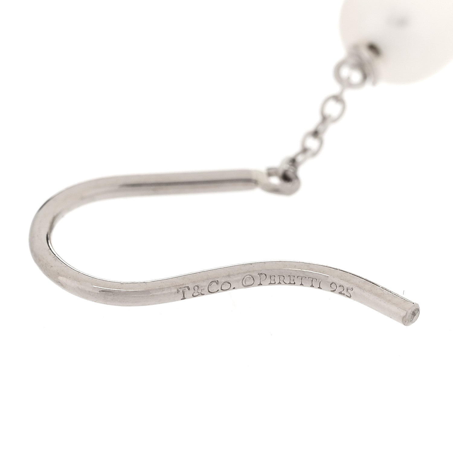Tiffany Sterling Silver Freshwater Cultured Pearl Elsa Peretti Pearls By The Yard Chain Earrings 3 of 3