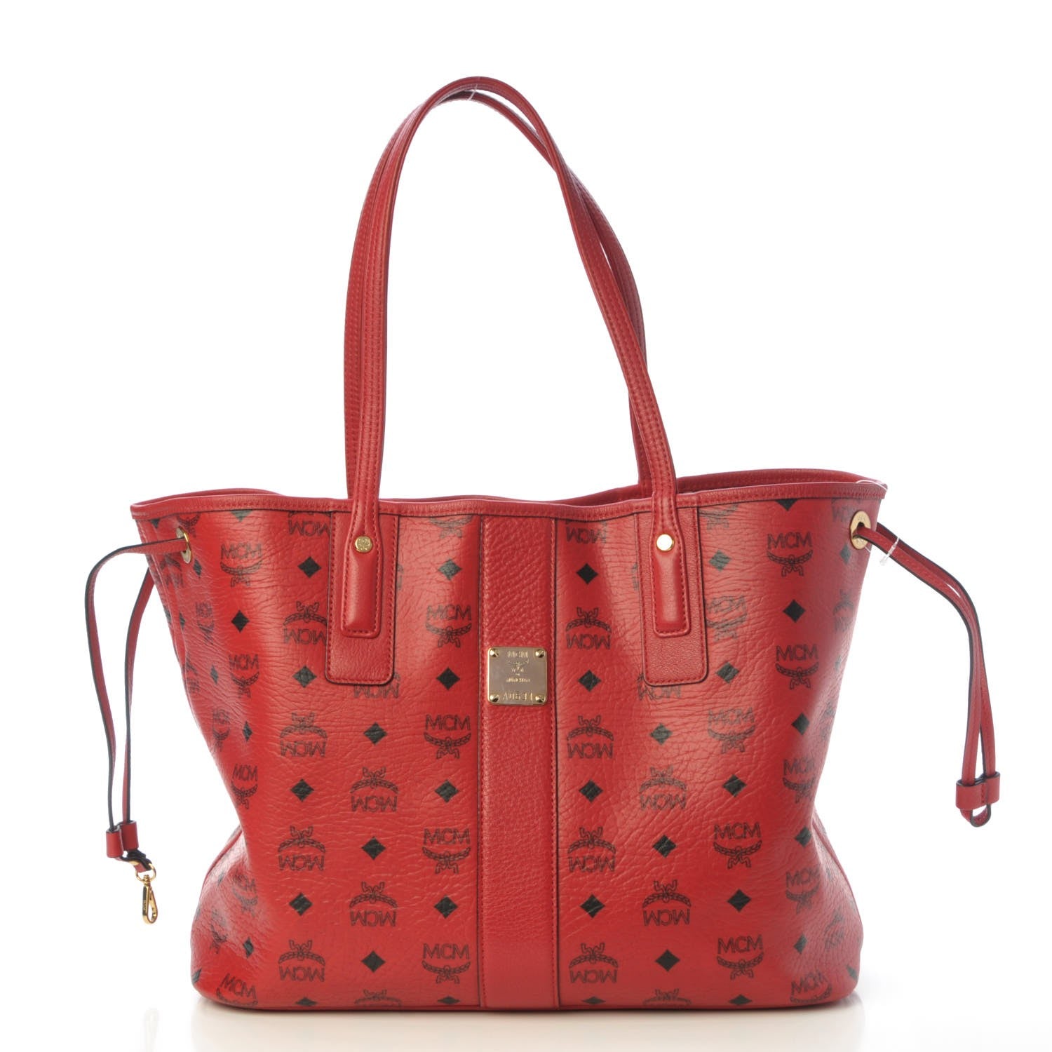 MCM Visetos Medium Liz Reversible Shopper Tote Ruby Red 4 of 13