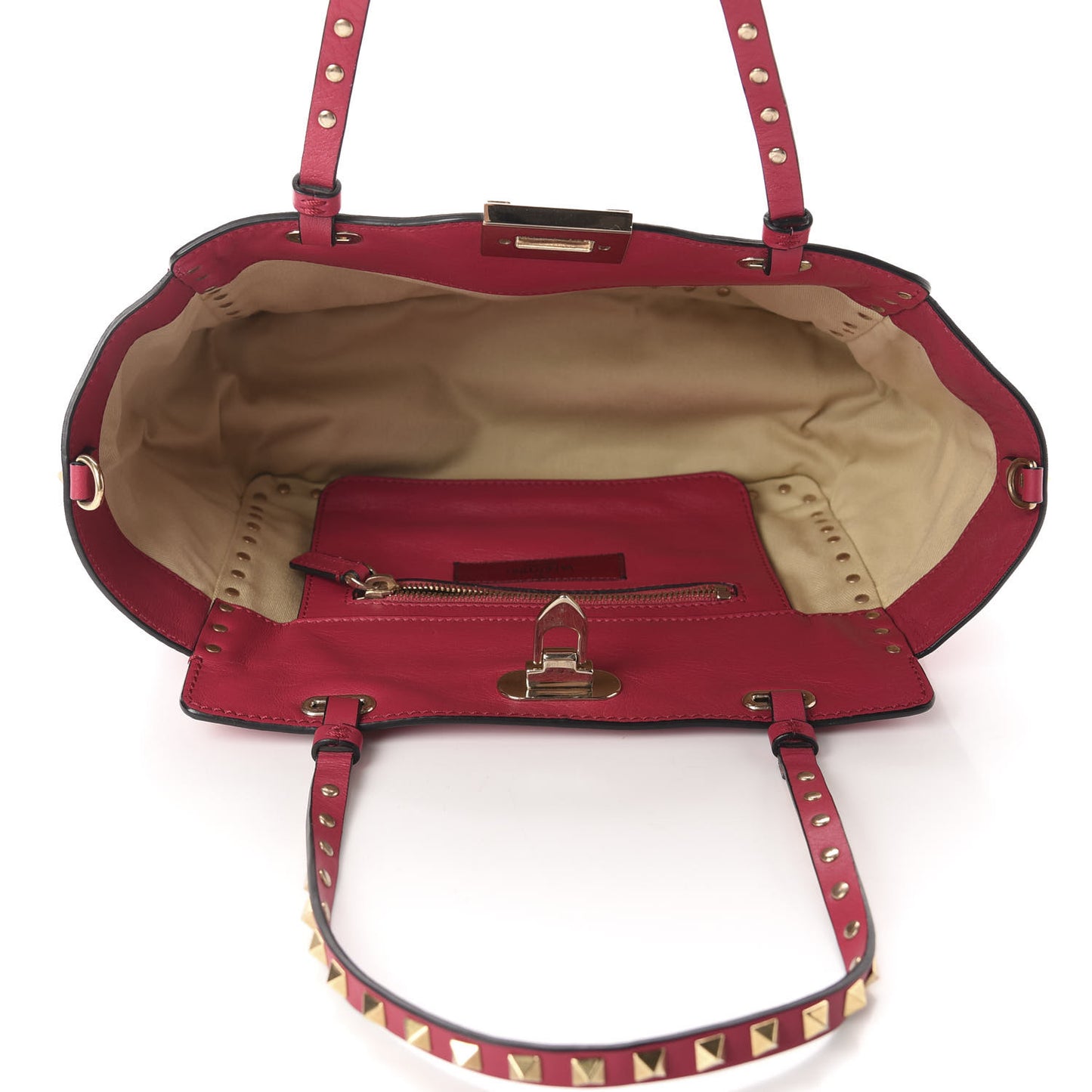 Vitello Small Rockstud Tote Fuchsia