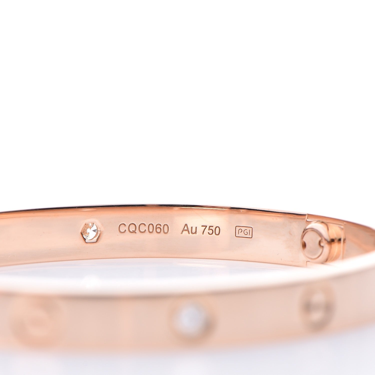 Cartier 18K Pink Gold 4 Diamond LOVE Bracelet 17 7 of 10