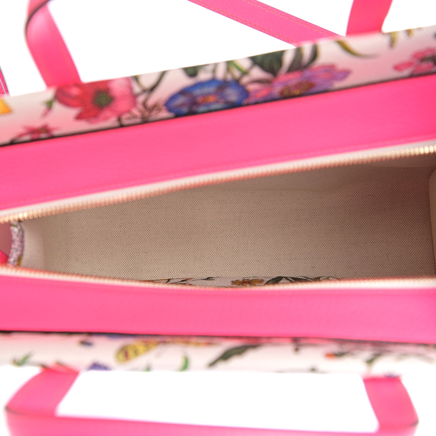 Gucci Canvas Medium Flora Tote Fuchsia 4 of 9