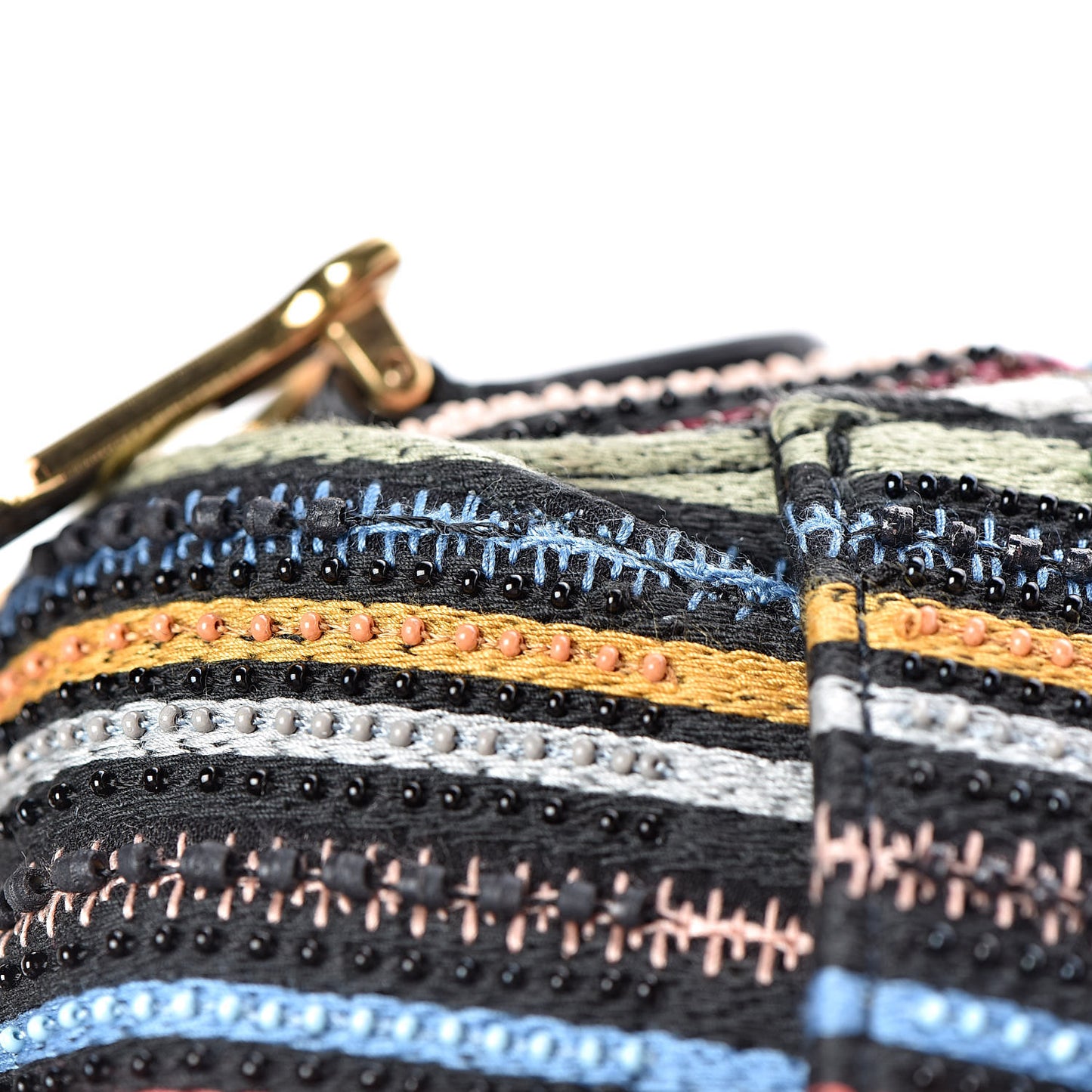 Canvas Embroidered Mini Saddle Bag Multicolor