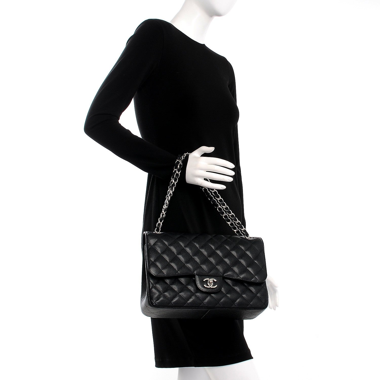 Chanel Caviar Quilted Jumbo Double Flap Black 2 of 14