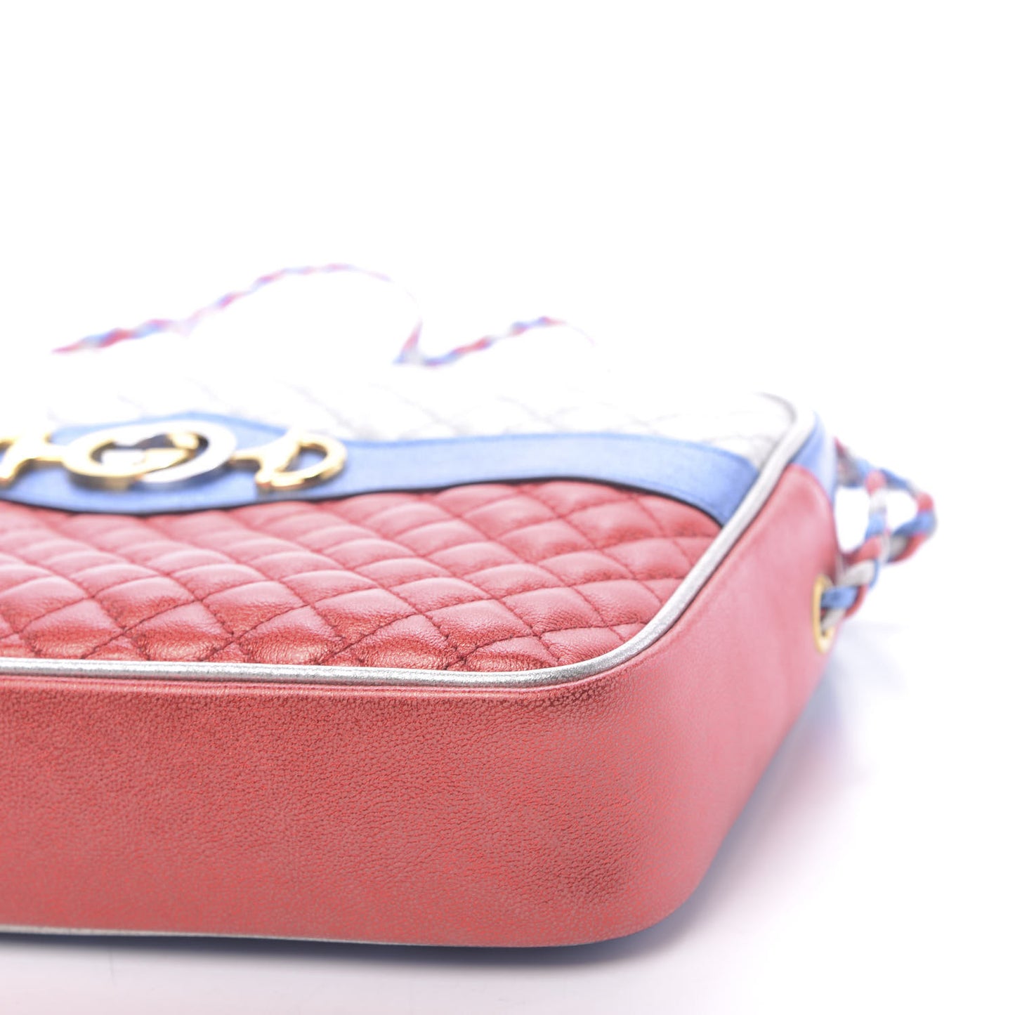 Laminated Nappa Trapuntata Small Zumi Shoulder Bag Rosso Marine Argento