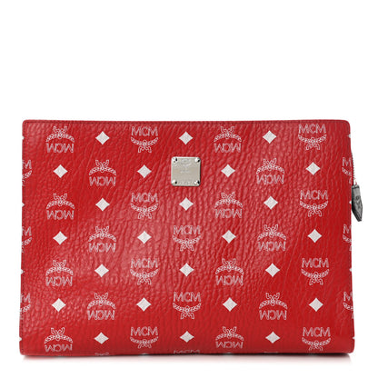 MCM Visetos Medium Zip Pouch Red 1 of 10