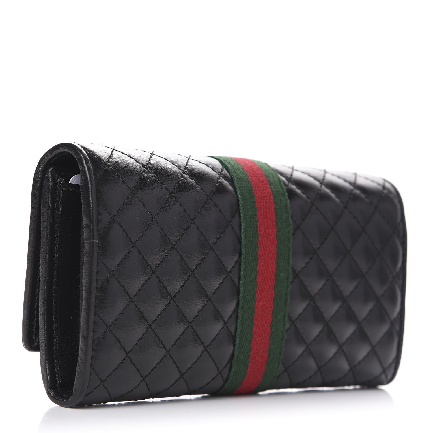 Gucci Calfskin Web Trapuntata GG Continental Wallet Black 3 of 8