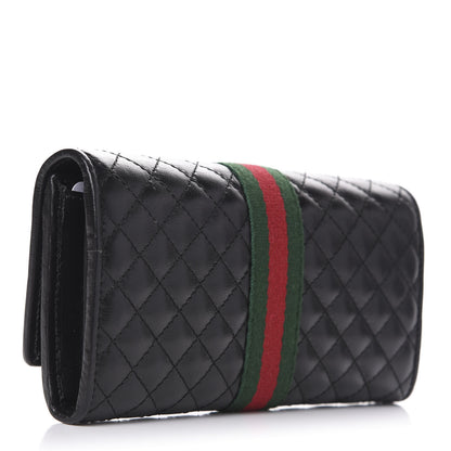 Gucci Calfskin Web Trapuntata GG Continental Wallet Black 3 of 8