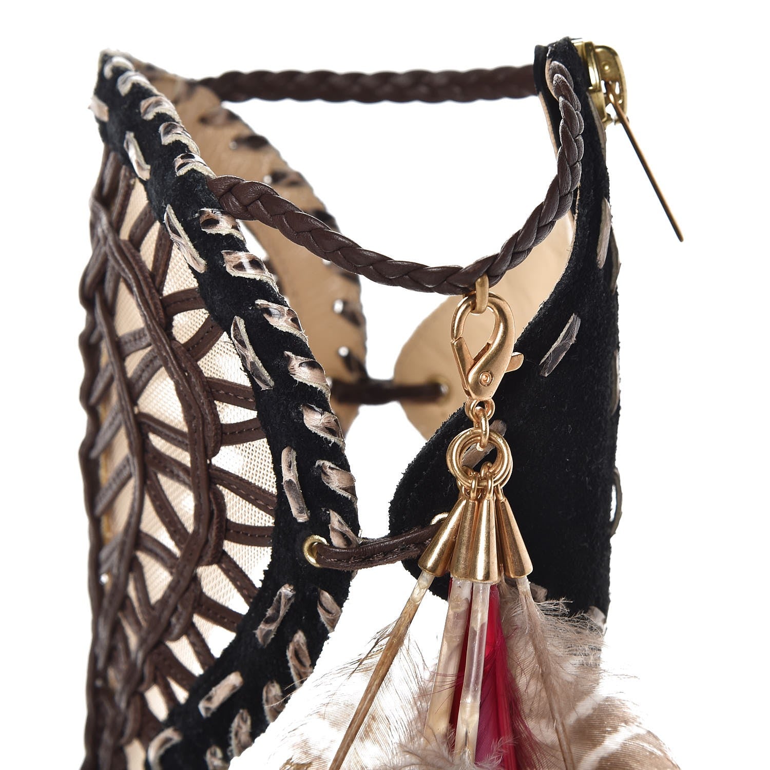 Jimmy Choo Suede Feather Trim Kevan Gladiator Sandals 39 Multi 10 of 11