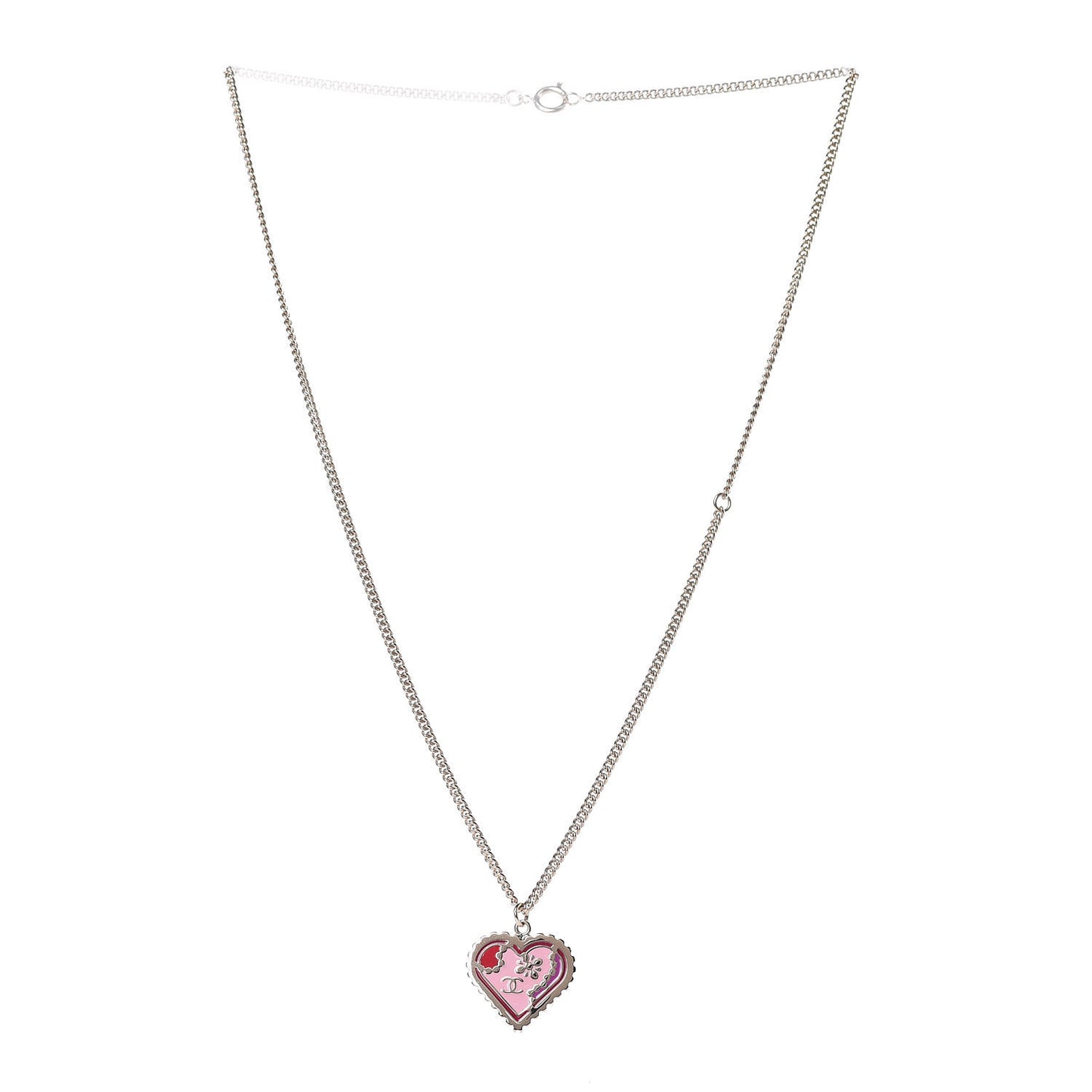 Enamel Heart CC Necklace Gold