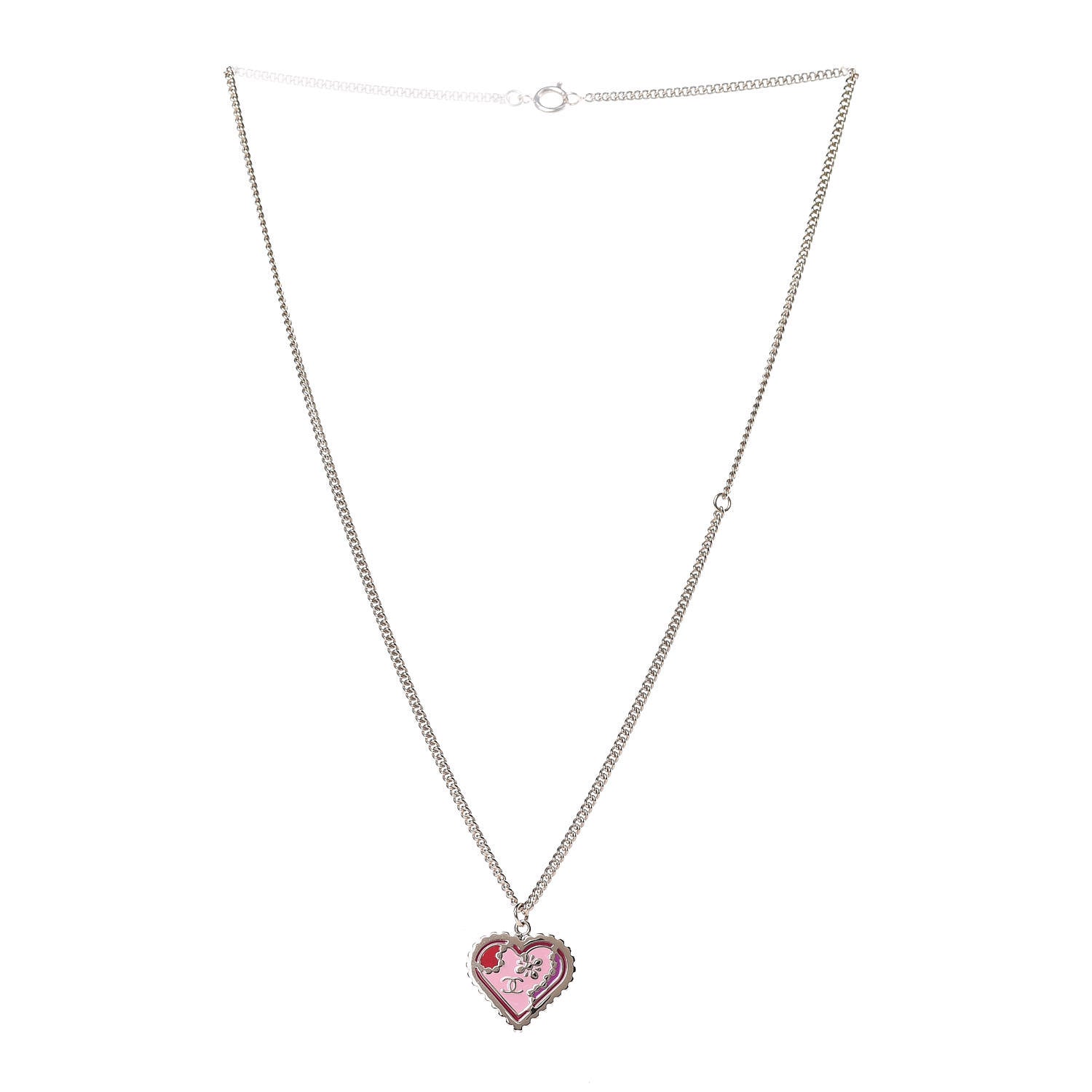 Chanel Enamel Heart CC Necklace Gold 3 of 6