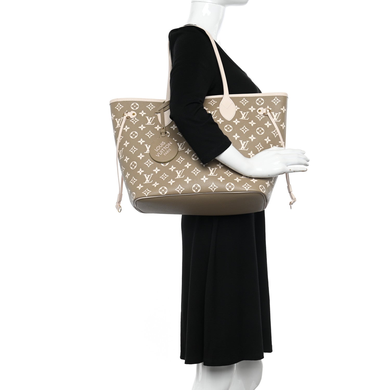 Louis Vuitton Empreinte Monogram Spring In The City Neverfull MM Kaki Beige Cream 2 of 9